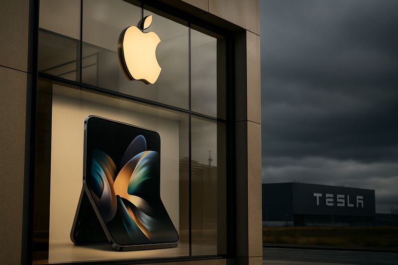 $AAPL Rips 5% on Foldable iPhone Hype While $TSLA Crashes 8% on Its Own Beat — Welcome to Opposite Day on Wall Street
