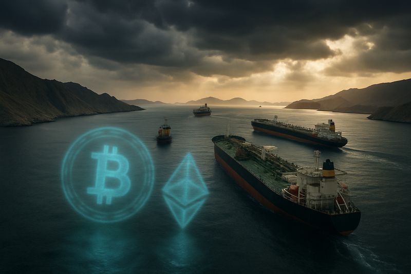 Crypto's Hormuz Moment: Bitcoin and Ethereum Brace as Iran Threatens to Shut Down the World's Oil Jugular thumbnail