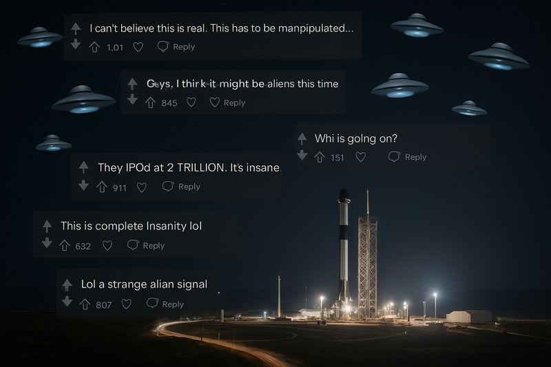 Reddit Is Going Absolutely Feral Over SpaceX's $2 Trillion IPO — And UFO Is Along for the Ride thumbnail